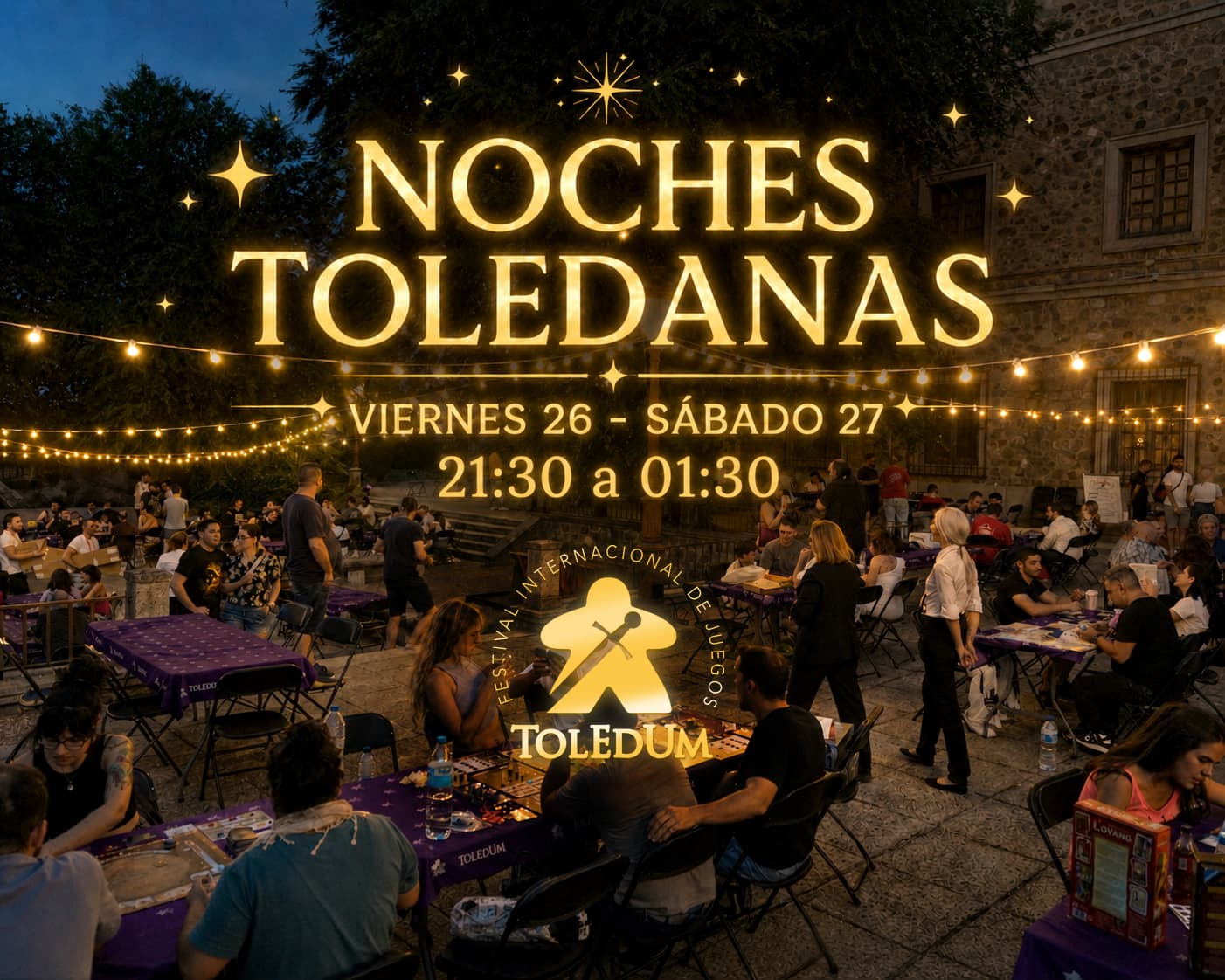 Cartel de Noches Toledanas con juegos de mesa nocturnos